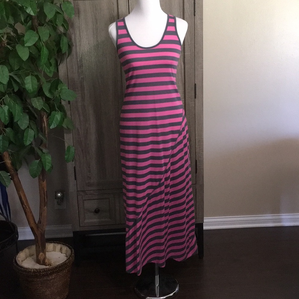 Pink & Gray Striped Tank Dress Derek Heart sz M